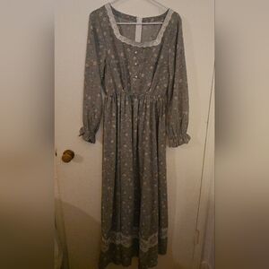 Vintage Handmade Floral Gray Maxi Dress